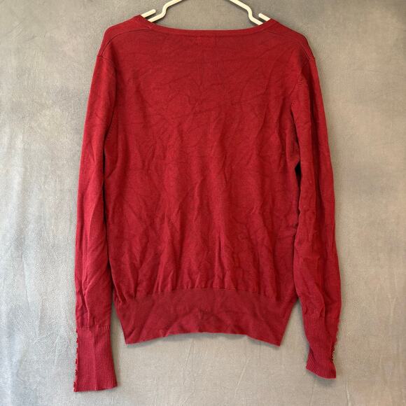 Cielo Burgundy Button Front Cardigan Sweater Plus Size 1XL Minimalist Cottage - Picture 7 of 9